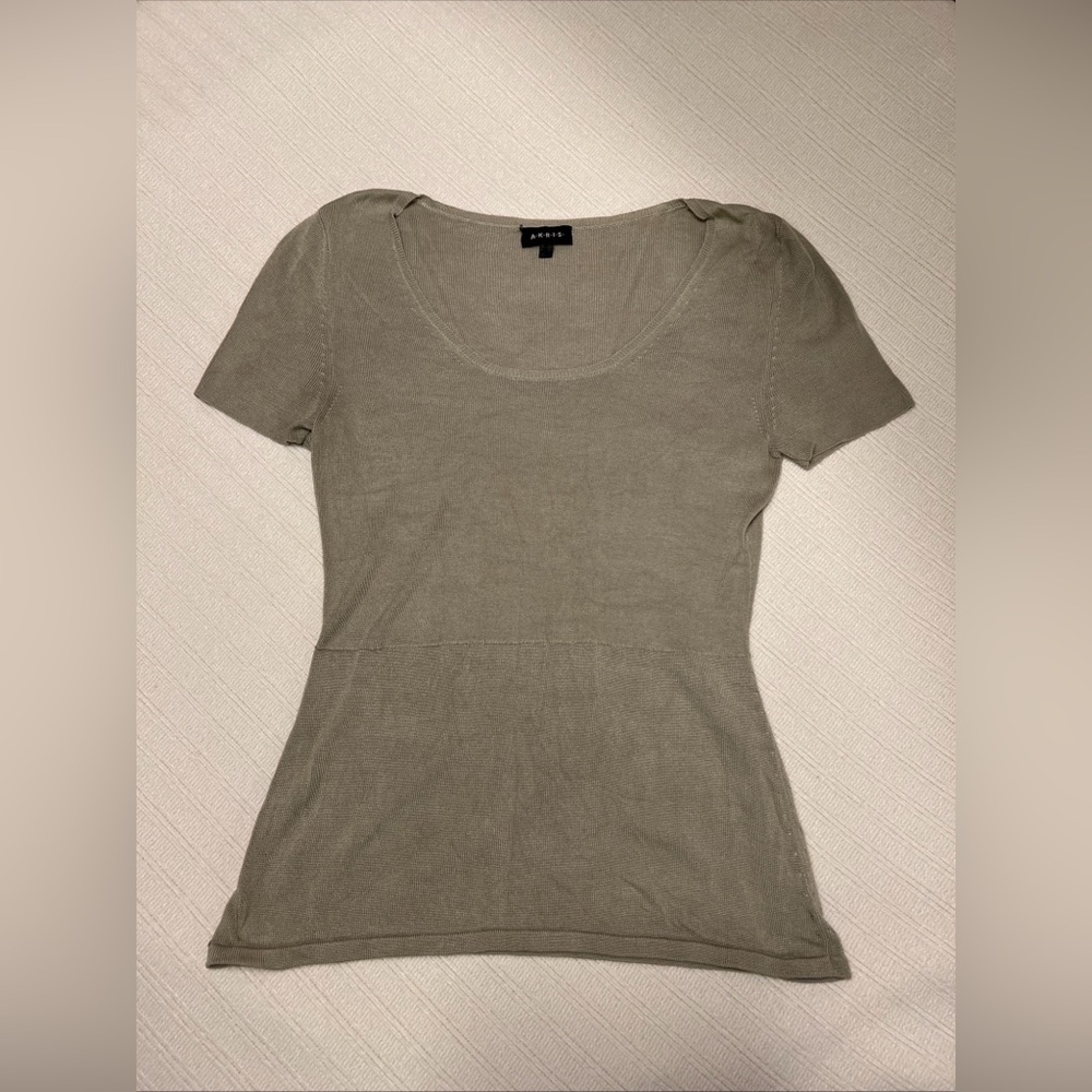 AKRIS Tan Knitted Silk Tee 8